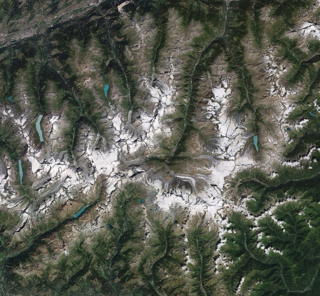 Satellitenbild der Walliser Alpen